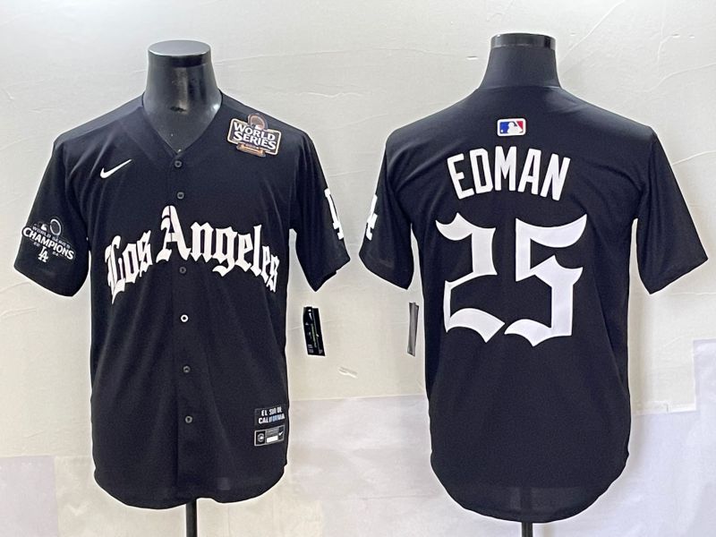 Men 2025 Los Angeles Dodgers #25 Edman Black Five generations Joint Name Nike MLB Jersey style 9->los angeles dodgers->MLB Jersey